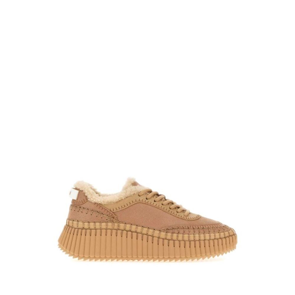 Chloe Women Antiqued Pink Leather Nama Sneakers